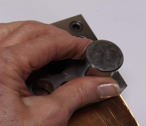 Judy Larson's Disc Cutter Basics and How to Make Metal Washers - For a Centered Hole, General Education, Tools, Place the disc punch into the hole